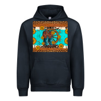 Navy cowboy boots and sunflowers turquoise leopard background Urban Hoodie - Artiststas