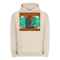 Pigment French Oak cowboy boots and sunflowers turquoise leopard background Urban Hoodie - Artiststas