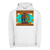 Pigment Lunar Rock cowboy boots and sunflowers turquoise leopard background Urban Hoodie - Artiststas