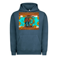 Pigment Midnight Navy cowboy boots and sunflowers turquoise leopard background Urban Hoodie - Artiststas