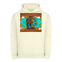 Pigment Pistachio cowboy boots and sunflowers turquoise leopard background Urban Hoodie - Artiststas