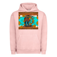 Pigment Salmon cowboy boots and sunflowers turquoise leopard background Urban Hoodie - Artiststas