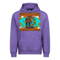 Tulip cowboy boots and sunflowers turquoise leopard background Urban Hoodie - Artiststas