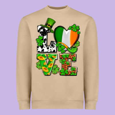 Love St. Patrick's Heavyweight Sweatshirt Designed By Oliviacreatesart