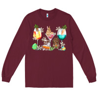 Burgundy Easter wine glasses Easter Day Long Sleeve Tee - HowdyJamesFarm