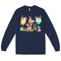 Navy Easter wine glasses Easter Day Long Sleeve Tee - HowdyJamesFarm