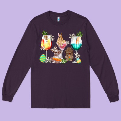 Easter Wine Glasses Easter Day Long Sleeve Tee Designed By Howdyjamesfarm