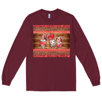 Burgundy valentines day gnomes leopard Long Sleeve Tee - Jasminsmagicworld