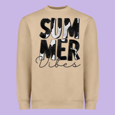 Summer Vibes Black White Cowhide Heavyweight Sweatshirt Designed By Cowcowdesign