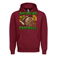 Burgundy american football Zipper Hoodie - BundleAndBundleShop