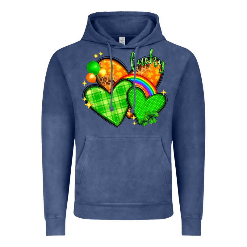 St Patricks Day Hearts Png Vintage Hoodie by NancyCooperArtShop | Teevron