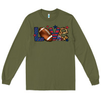 Army Green Love Football team color red blue 4th of july Long Sleeve Tee - HowdyJamesFarm
