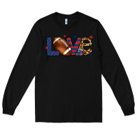 Black Love Football team color red blue 4th of july Long Sleeve Tee - HowdyJamesFarm