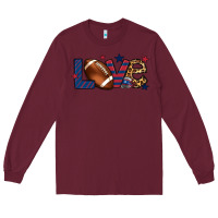Burgundy Love Football team color red blue 4th of july Long Sleeve Tee - HowdyJamesFarm