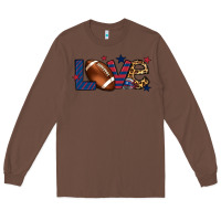 Chestnut Love Football team color red blue 4th of july Long Sleeve Tee - HowdyJamesFarm