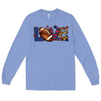 Colony Blue Love Football team color red blue 4th of july Long Sleeve Tee - HowdyJamesFarm