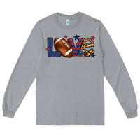 Heather Grey Love Football team color red blue 4th of july Long Sleeve Tee - HowdyJamesFarm