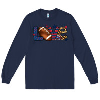 Navy Love Football team color red blue 4th of july Long Sleeve Tee - HowdyJamesFarm