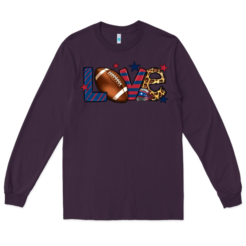 Love Football Team Color Red Blue 4th Of July Long Sleeve Tee by HowdyJamesFarm | Teevron