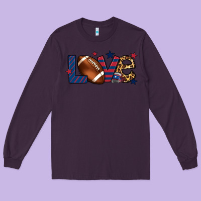 Love Football Team Color Red Blue 4th Of July Long Sleeve Tee Designed By Howdyjamesfarm