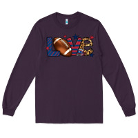 Plum Love Football team color red blue 4th of july Long Sleeve Tee - HowdyJamesFarm