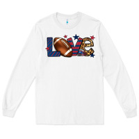 White Love Football team color red blue 4th of july Long Sleeve Tee - HowdyJamesFarm