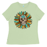 Matcha sunflower with skull Ladies Tee - RanaPortraitStore