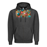 Charcoal Heather american  football with turquoise license plate Zipper Hoodie - BundleAndBundleShop