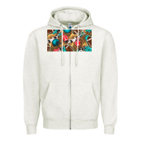 Oatmeal Heather american  football with turquoise license plate Zipper Hoodie - BundleAndBundleShop