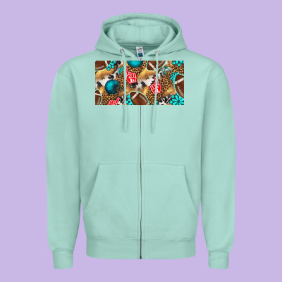 American  Football With Turquoise License Plate Zipper Hoodie Designed By Bundleandbundleshop