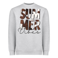 Heather Grey Summer Vibes Brown White Cowhide Heavyweight Sweatshirt - CowCowDesign