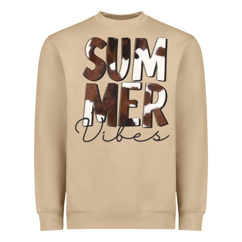 Summer Vibes Brown White Cowhide Heavyweight Sweatshirt by CowCowDesign | Teevron