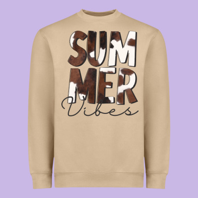 Summer Vibes Brown White Cowhide Heavyweight Sweatshirt Designed By Cowcowdesign