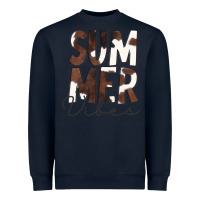 Navy Summer Vibes Brown White Cowhide Heavyweight Sweatshirt - CowCowDesign