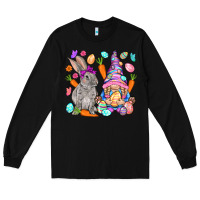 Black Easter gnome and rabbit Easter Day Long Sleeve Tee - HowdyJamesFarm