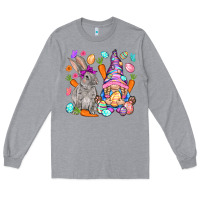 Heather Grey Easter gnome and rabbit Easter Day Long Sleeve Tee - HowdyJamesFarm