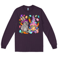Plum Easter gnome and rabbit Easter Day Long Sleeve Tee - HowdyJamesFarm
