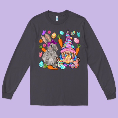 Easter Gnome And Rabbit Easter Day Long Sleeve Tee Designed By Howdyjamesfarm