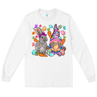 White Easter gnome and rabbit Easter Day Long Sleeve Tee - HowdyJamesFarm