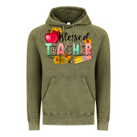 Vintage Olive blessed teacher Vintage Hoodie - NancyCooperArtShop