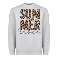 Heather Grey summer vibes leopard Heavyweight Sweatshirt - CowCowDesign