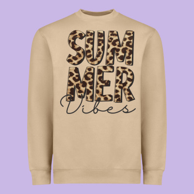Summer Vibes Leopard Heavyweight Sweatshirt Designed By Cowcowdesign