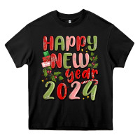 Black happy new year 2024 Heavy Core Tee - MaliasSmallBusiness
