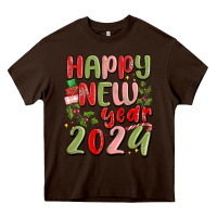 Chocolate Brown happy new year 2024 Heavy Core Tee - MaliasSmallBusiness