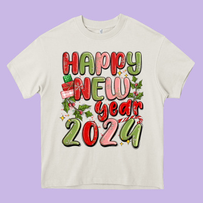 Happy New Year 2024 Heavy Core Tee Designed By Maliassmallbusiness