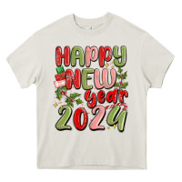 Cream happy new year 2024 Heavy Core Tee - MaliasSmallBusiness
