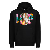 Black Hop Bunny Easter Premium Hoodie - BundleAndBundleShop
