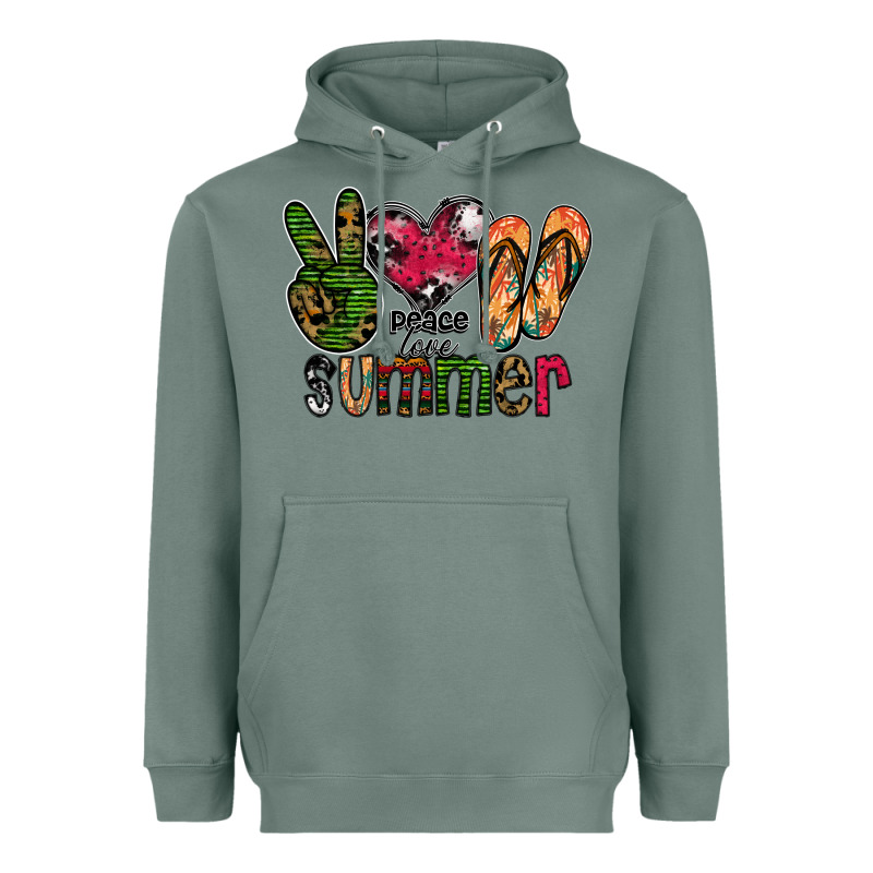 Peace Love Summer Heavyweight Hoodie by CowhideDigitalArt | Teevron