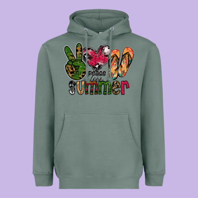 Peace Love Summer Heavyweight Hoodie Designed By Cowhidedigitalart