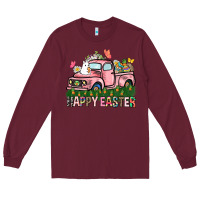 Burgundy Happy Easter Day truck Long Sleeve Tee - HowdyJamesFarm